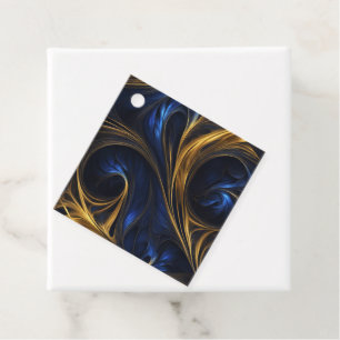 Étiquettes Cadeau Royal Blue Gold Abstrait Swirl