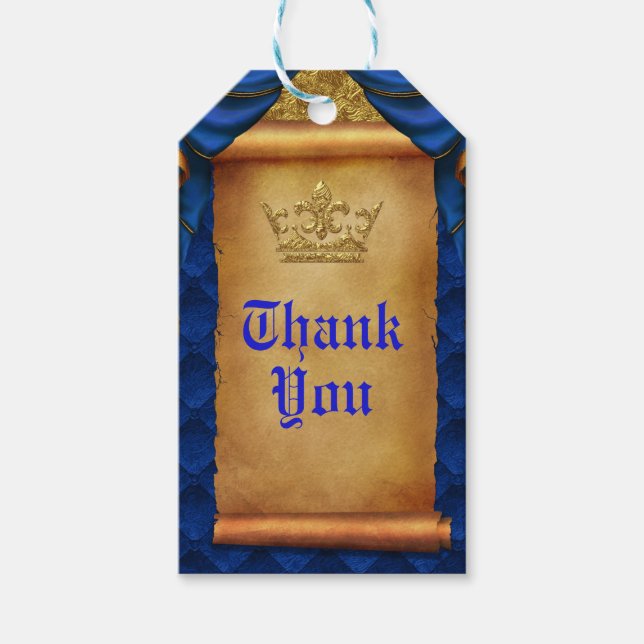 Étiquettes-cadeau Royal Blue & Gold Drapes Scroll Wedding Favor (Devant)