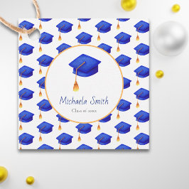 Étiquettes Cadeau Royal Blue Graduation Cap Graduation personnalisée