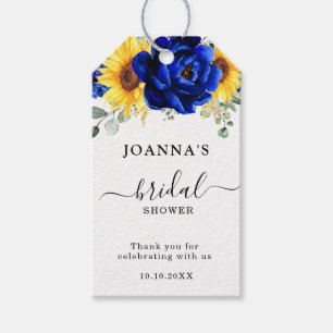 Étiquettes-cadeau Royal Blue Rustic Tournesol Fête des mariées moder
