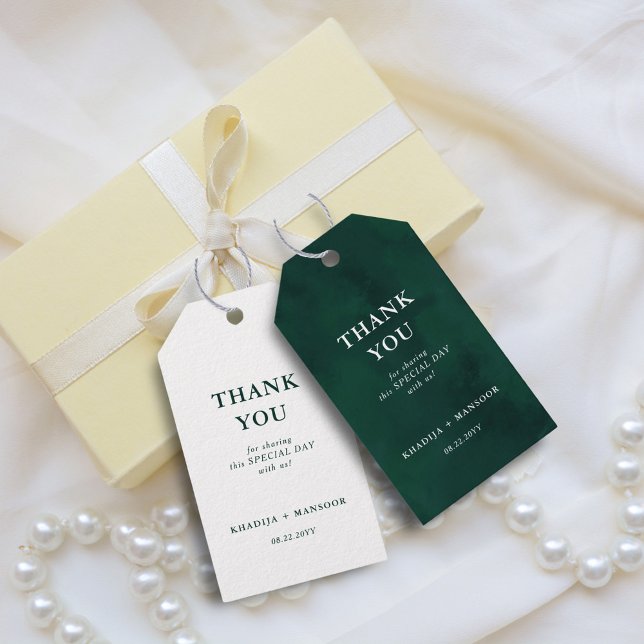 Étiquettes-cadeau Royal Émeraude Vert & Élégant Mariage Remerciement (Créateur téléchargé)