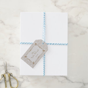 Étiquettes-cadeau Royal Fleur-de-Lis Art déco Gold White Mariage des