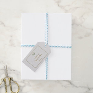 Étiquettes-cadeau Royal Gold Crest Mariage de verdure luxuriante