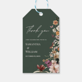 Étiquettes-cadeau Royal Green Pastel Fleur sauvage Modern Boho Maria