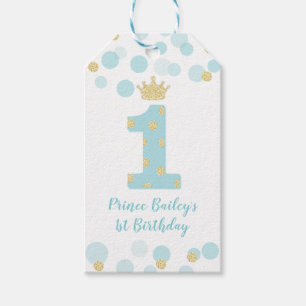 Étiquettes-cadeau Royal Prince Premier anniversaire Blue Gold
