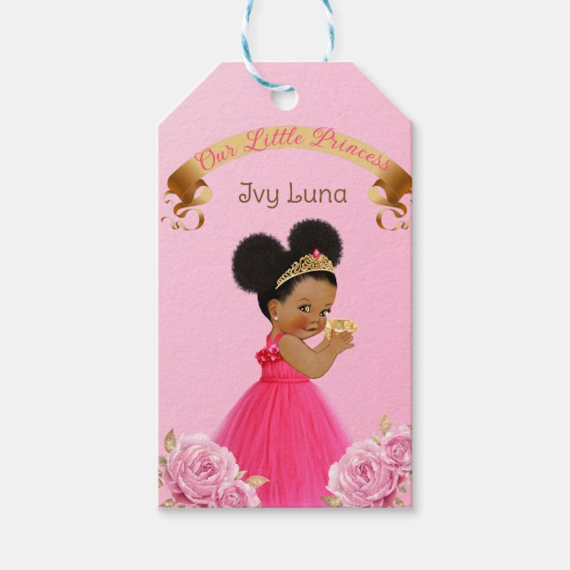 Étiquettes-cadeau Royal Princess Castle Carriage Rose Gold Girl (Devant)