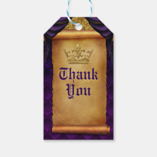 Étiquettes-cadeau Royal Purple & Gold Drapes Scroll Mariage Faveur