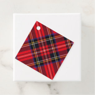 Étiquettes Cadeau Royal Stewart tartan rouge noir plaid