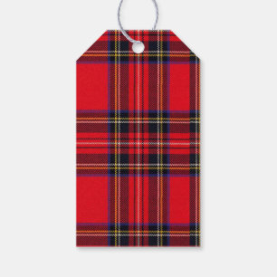 Étiquettes-cadeau Royal Stewart tartan rouge noir plaid