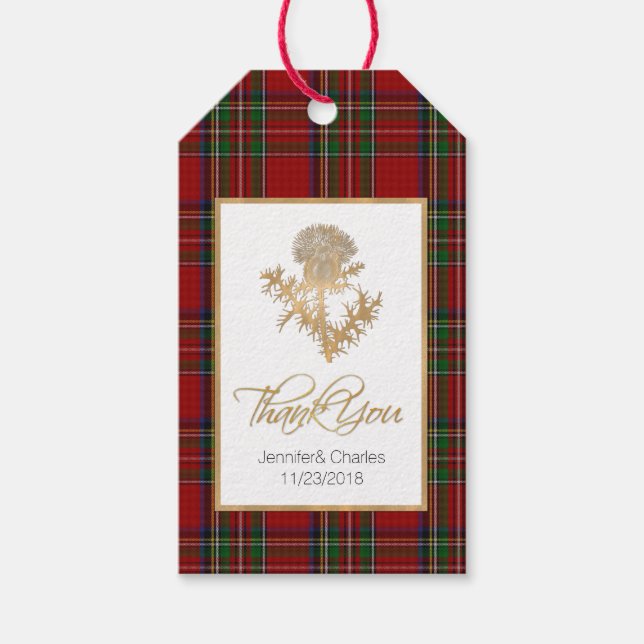 Étiquettes-cadeau Royal Stewart Thistle Wedding Favor Tags cadeaux (Devant)