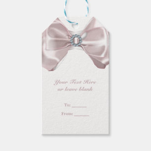 Étiquettes-cadeau Ruban rose et diamants Shower de mariage Élégant