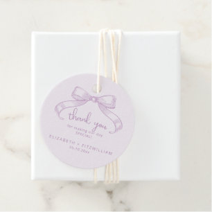 Étiquettes Cadeau Rubans Esquissés Romantiques Remerciements Lilac