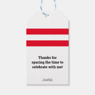 Étiquettes-cadeau Rubrique rouge Bowling avec message personnalisé e