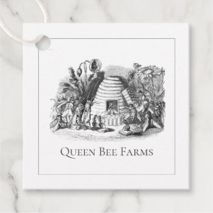 Étiquettes Cadeau Ruche D'Abeille De Reine Parmi Les Fleurs Apiaire