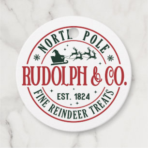 ÉTIQUETTES CADEAU RUDOLPH PÈRE NOËL SLEIGH CHRISTMAS DU PÔLE NORD