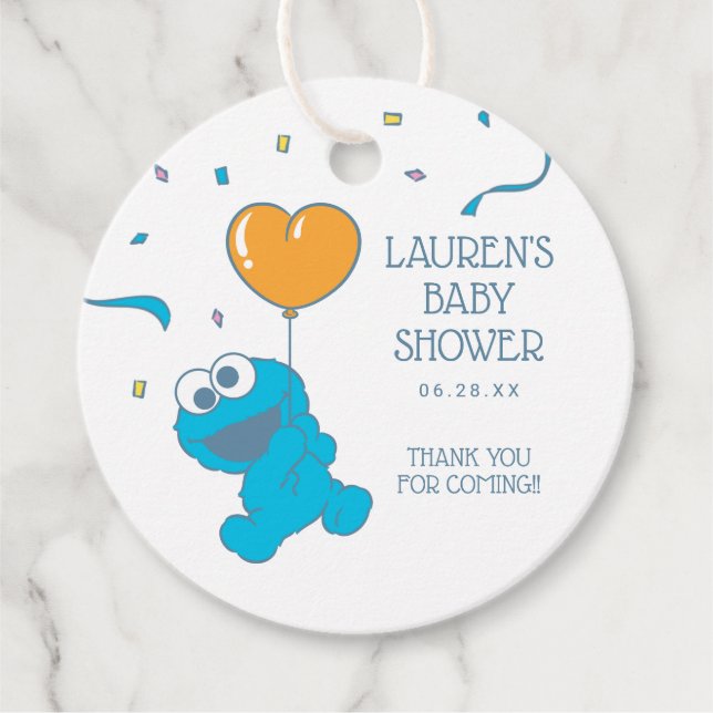 Étiquettes Cadeau Rue Sésame | Baby shower Monster de cookies (Devant)