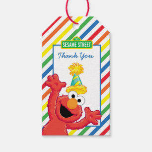 Étiquettes-cadeau Rue Sésame Elmo - Merci d'anniversaire Rainbow