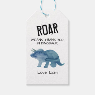Étiquettes-cadeau Rugir signifie Merci chez les Dinosaures