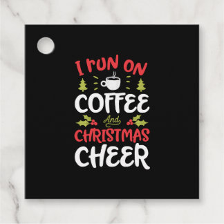 Étiquettes Cadeau Run On Coffee Christmas Joyeux Noël