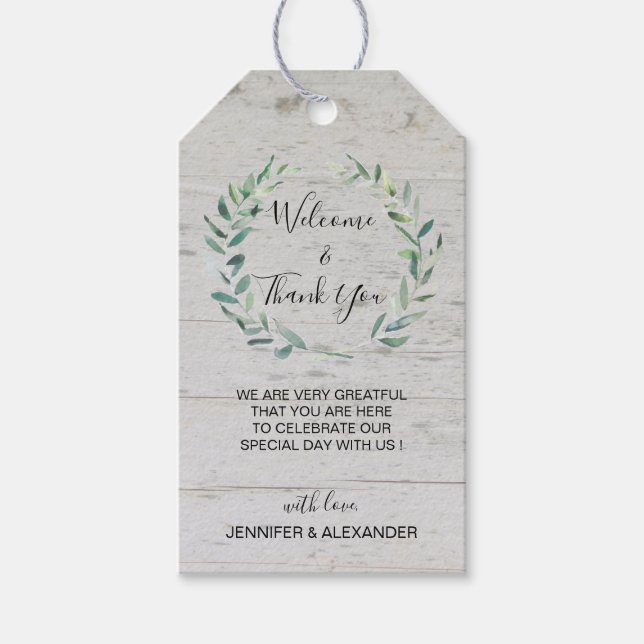 Étiquettes-cadeau Russe aquarelle feuille bois mariage de bienvenue (Devant)