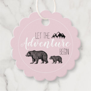 Étiquettes Cadeau Russe Aventure Bois Ours Baby shower rose