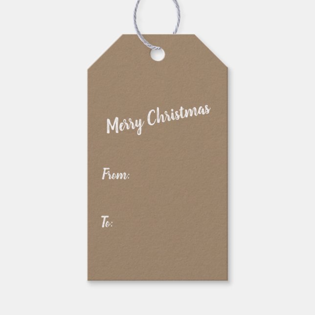 Étiquettes-cadeau Russe Kraft Joyeux Noël (Devant)