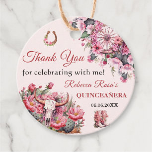 Étiquettes Cadeau Russe rose Boho Ouest Charra Thème Quinceanera