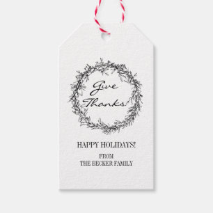Étiquettes-cadeau Russe Wreath Donner Merci Thanksgiving Tags Cadeau