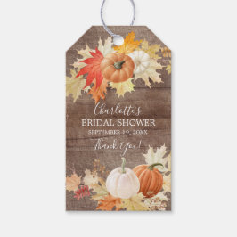 Étiquettes-cadeau Rustic Automne laisse Citrouille Fête des mariées 