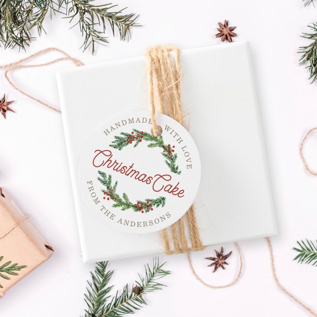 Étiquettes Cadeau Rustic Berry Wreath cadeau de vacances de cuisine (Créateur téléchargé)