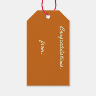 Étiquettes-cadeau Rustic Burnt Orange Félicitations (écriture or)