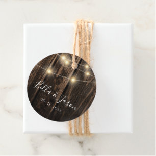 Étiquettes Cadeau Rustic Grange Bois Chaîne Lumières Mariage Cadeau
