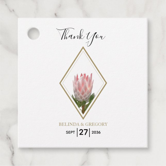 Étiquettes Cadeau Rustic King Protea Mariage cadeau (Devant)