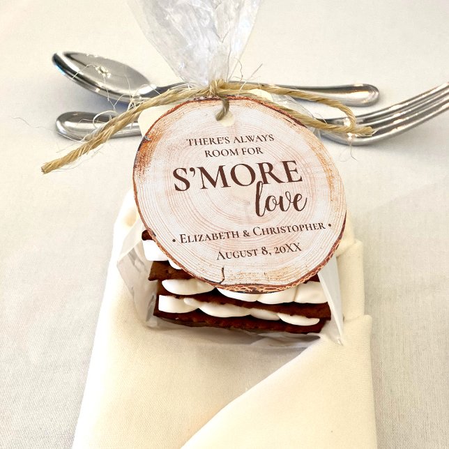 Étiquettes Cadeau Rustic Mariage S'mores Love Custom (S'more Love rustic wedding favor tags for smores kits.)