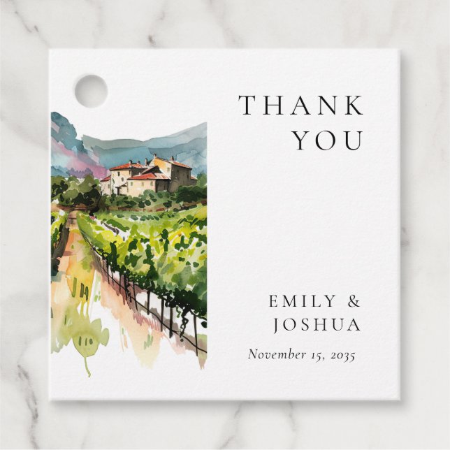 Étiquettes Cadeau Rustic Winery Mariage paysage (Devant)