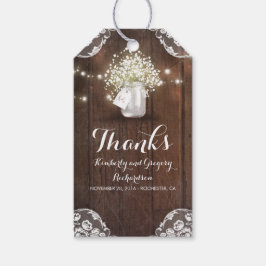 Étiquettes-cadeau Rustic Wood Baby's Breath Mason Jar Barn Mariage