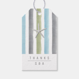 Étiquettes-cadeau Rustique aquarelle rayures nautique mariage plage 