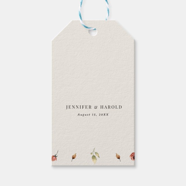 Étiquettes-cadeau Rustique Boho Automne Fleur sauvage Mariage ou Fia (Devant)