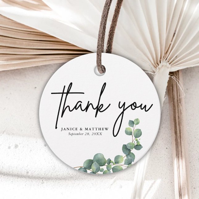 Étiquettes Cadeau Rustique Botanique Eucalyptus Mariage de verdure (Créateur téléchargé)