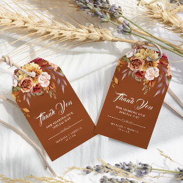Étiquettes-cadeau Rustique Bourgogne Terracotta Mariage Floral