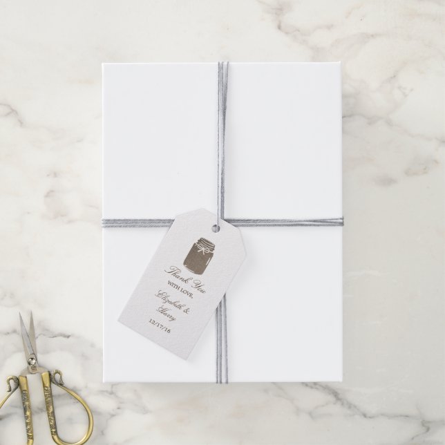 Étiquettes-cadeau Rustique Burlap Mason Jar Mariage (Avec de la ficelle)