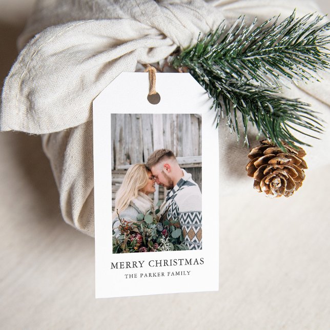 Étiquettes-cadeau Rustique chic | Vacances de Noël photo (A simple and stylish photo gift tag for the holidays)