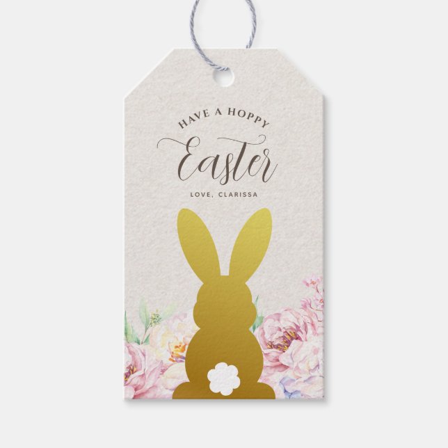 Étiquettes-cadeau Rustique Elegant Pâques Personnalisé (Devant)