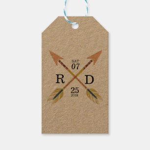 Étiquettes-cadeau rustique et bohème   Flèche croisée   Mariage pers