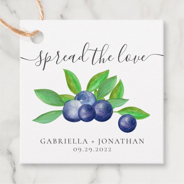 Étiquettes Cadeau Rustique Étaler Le papier Kraft Love Blueberry Jam (Devant)