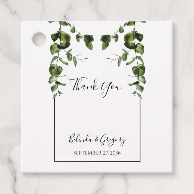 Étiquettes Cadeau Rustique Eucalyptus Feuille Mariage cadeau (Devant)