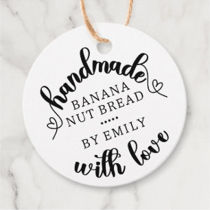 Étiquettes Cadeau Rustique fait à la main avec l'amour Script Coeur 