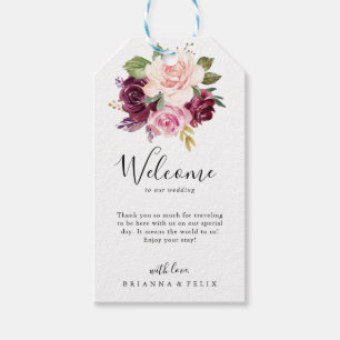 Étiquettes-cadeau Rustique Floral Botanique Foliage Mariage Bienvenu