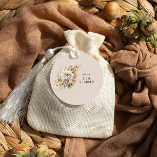 Étiquettes Cadeau Rustique Floral Brown Blush Mariage neutre