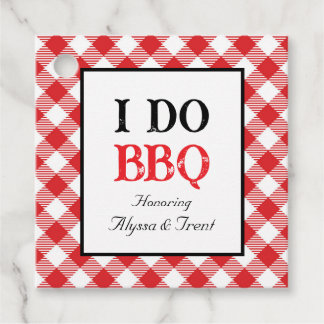 Étiquettes Cadeau Rustique I DO BBQ Red En vichy Mariage
